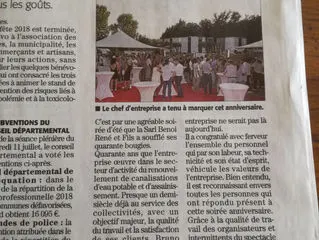 Midi Libre évoque les 40 ans de Benoi TP