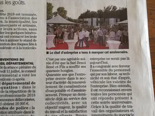 Midi Libre évoque les 40 ans de Benoi TP